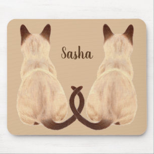 Baksida för Sasha beskådar Siamese kattsitta Musmatta