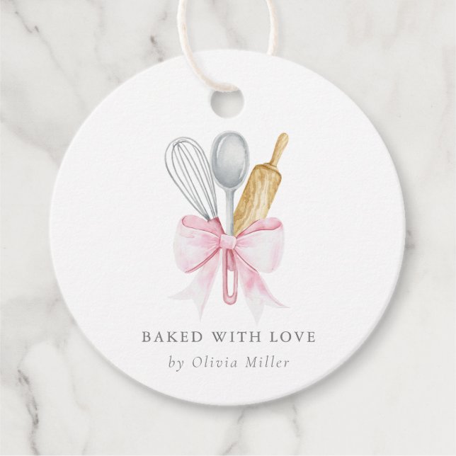 Baksida med Kärlek Elegant Rosa Bow Personlig Gåvor Etiketter (Framsida)