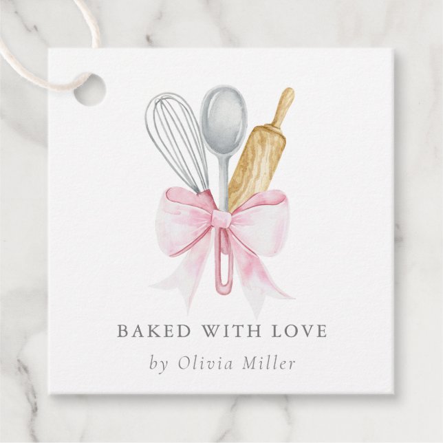 Baksida med Kärlek Elegant Rosa Bow Personlig Gåvor Etiketter (Framsida)