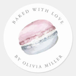 Baksida med Kärlek Elegant Rosa Macarons bakverk Runt Klistermärke
