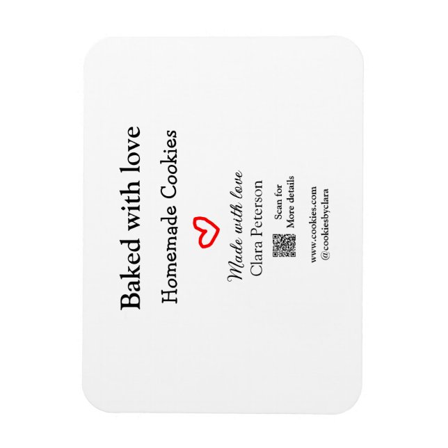 Baksida med kärlek hemcookies, lägg till QR som gj Magnet (Vertikal)