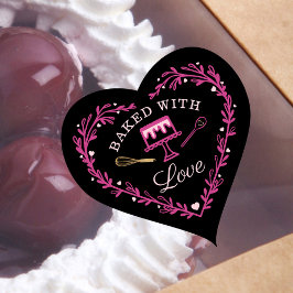 Baksida med Kärlek-kummelbakerivråk och kummel Hjärtformat Klistermärke