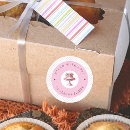 Baksida med Kärlek Rosa Polka Dot Business Sticker Runt Klistermärke
