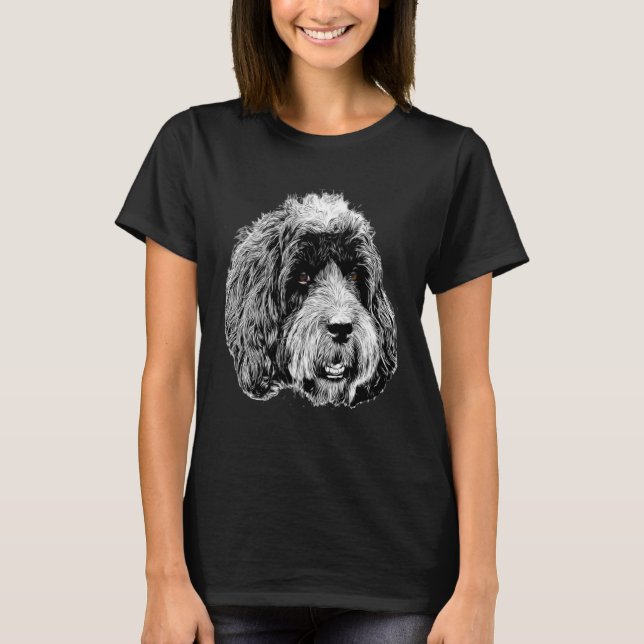 Baksida och vit bild av ett Cockapoo-huvud T Shirt (Framsida)