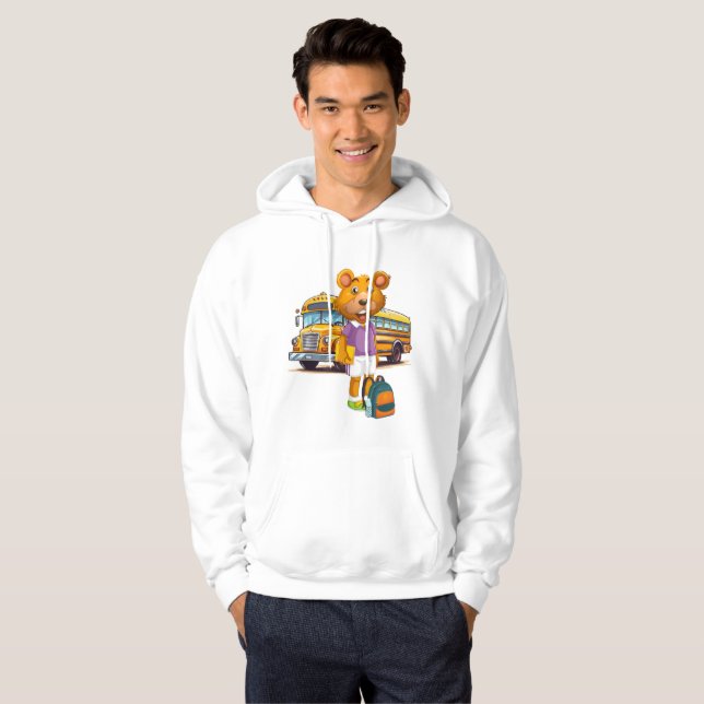 Baksida till skolan Bear Hoodie (Hel framsida)