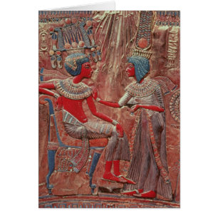 Baksidaen av biskopsstolen av Tutankhamun Hälsningskort
