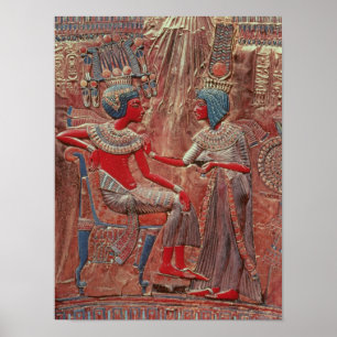 Baksidaen av biskopsstolen av Tutankhamun Poster