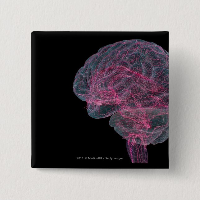 Baksidaen beskådar av människahjärnan knapp (Framsida)