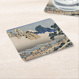 Baksidan av Fuji-berget från Minobu-floden Hokusai Underlägg Papper Kvadrat