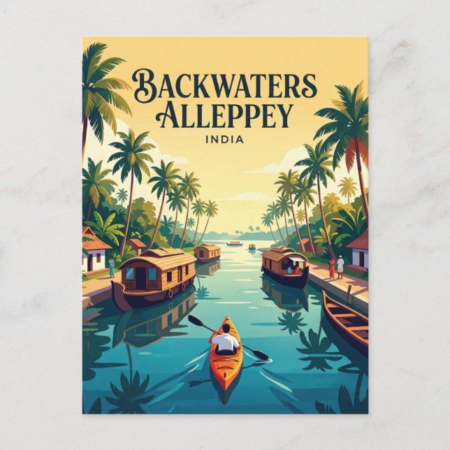 Baksjölandet Alleppey Indien Vykort (Framsida)