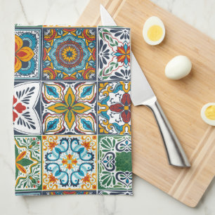 Bakslag i tapet/Talavera-inspirerade plattor Kökshandduk