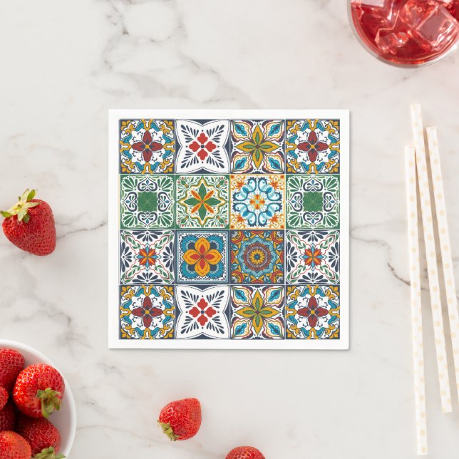 Bakslag i tapet/Talavera-inspirerade plattor Pappersservett (Insitu)