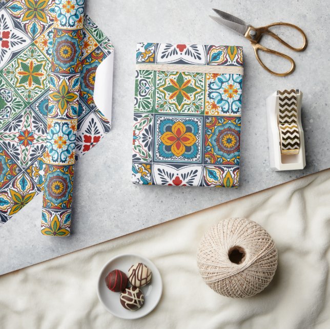 Bakslag i tapet/Talavera-inspirerade plattor Presentpapper (Hantverk)