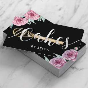 Bakteriets moderna Blommigt-typografi för bakverk, Visitkort