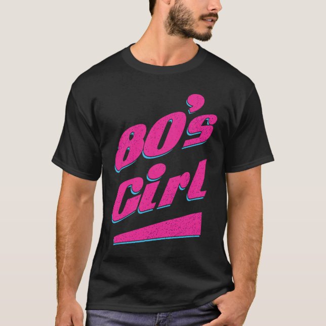 Baktryck 80-tals tjej t shirt (Framsida)
