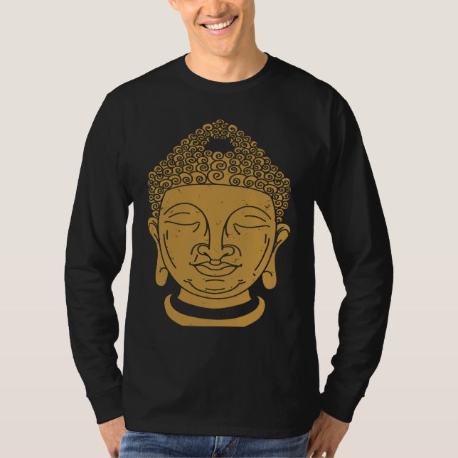 Baktryck Buddha Head Kara och Zen T Shirt (Framsida)