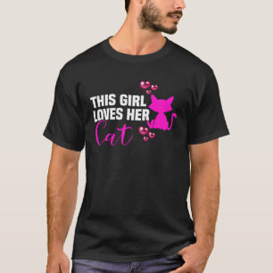 Baktryck Detta tjej älskar sin katt Kater und Katz T Shirt