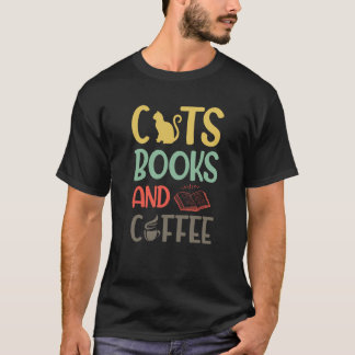 Baktryck Katter Böcker och Kaffe Katter Böcker och T Shirt