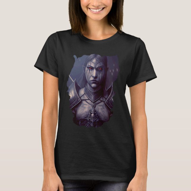 Baktryck kvinnlig vampyrriddare i skuggan t shirt (Framsida)