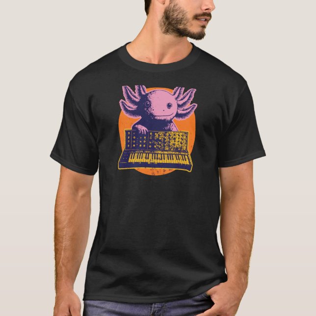 Baktryck, Synthpop New-Wave-Musik Axolotls-Husdjur T Shirt (Framsida)