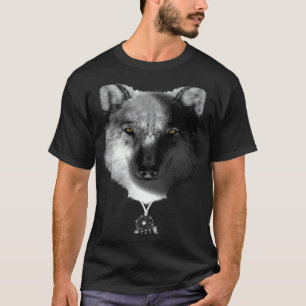 Baktryck varg yin och yang med drömmfångare t shirt