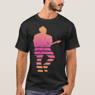 Baktryck Vintage Retro Rock & Roll Musik och Gitar T Shirt