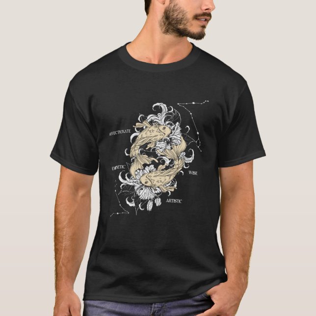 Baktryck Zodiak Fiskarna T Shirt (Framsida)