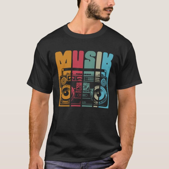 Baktrycksmusik, gammal radio och mobilstereosystem t shirt (Framsida)