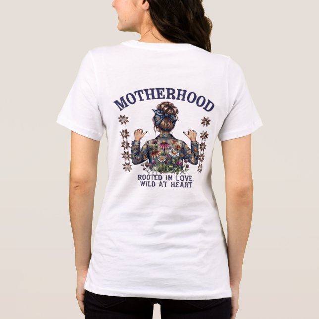 Baktryckt t-shirt – Retro Mama Oordnad Bunt Blommi (Baksida)