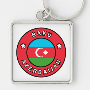 Baku Azerbajdzjan Fyrkantig Silverfärgad Nyckelring