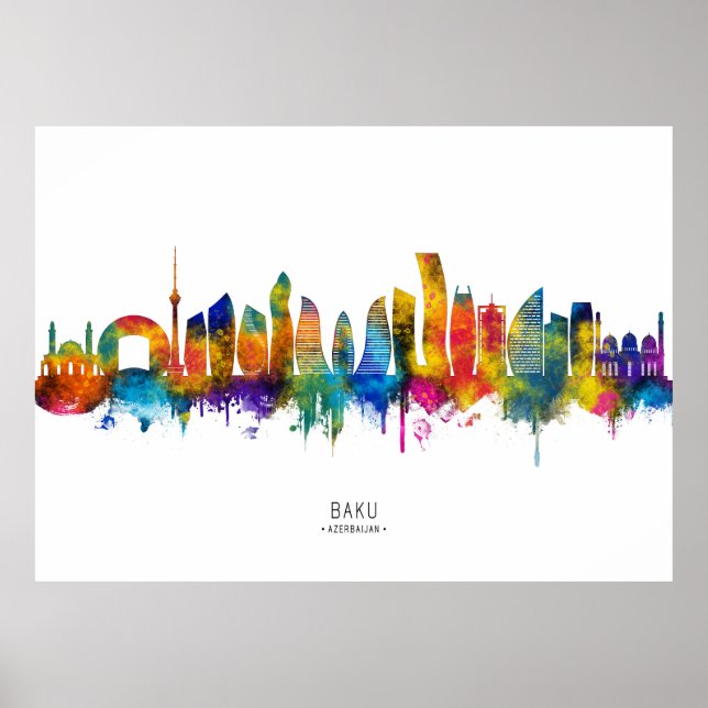 Baku Azerbajdzjan Siluett Poster (Framsidan)