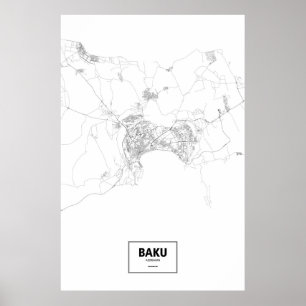 Baku Azerbajdzjan (svarten på vit) Poster