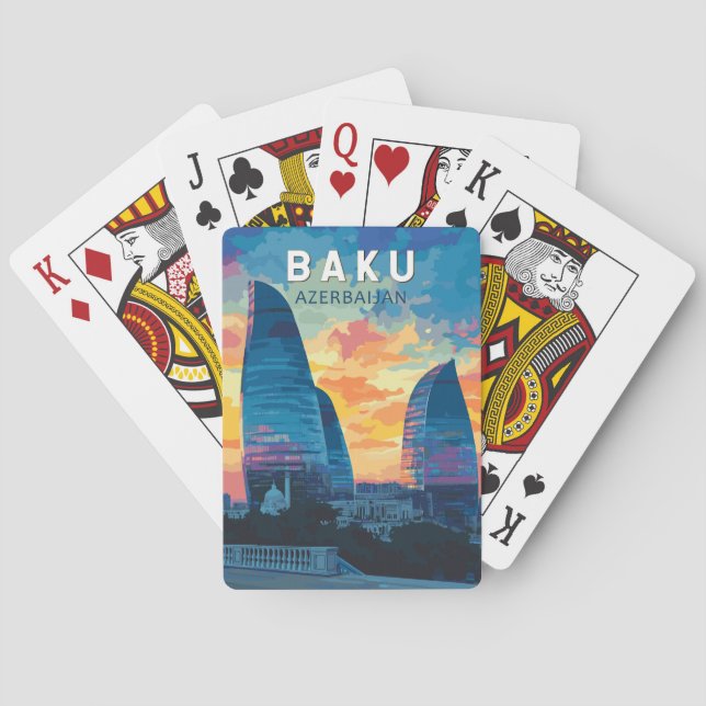 Baku Azerbajdzjan Travel Art Vintage Casinokort (Baksidan)
