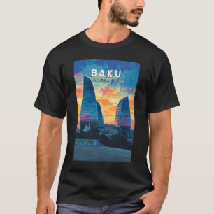 Baku Azerbajdzjan Travel Art Vintage T Shirt