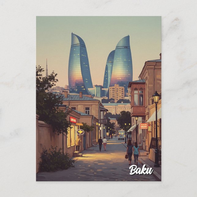 Baku Azerbajdzjan Travel Vykort (Framsida)