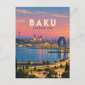Baku Azerbajdzjan Vintage Researesa Konst Vykort