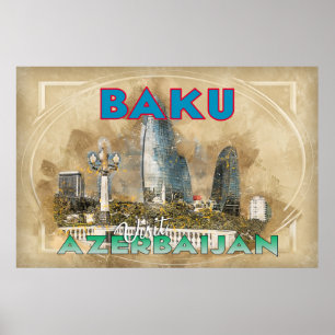 Baku, besök Azerbajdzjan Poster