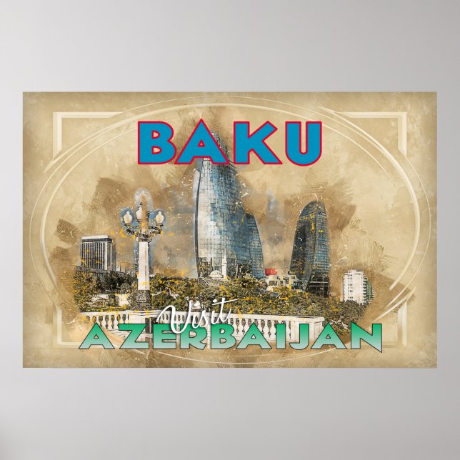 Baku, besök Azerbajdzjan Poster (Framsidan)