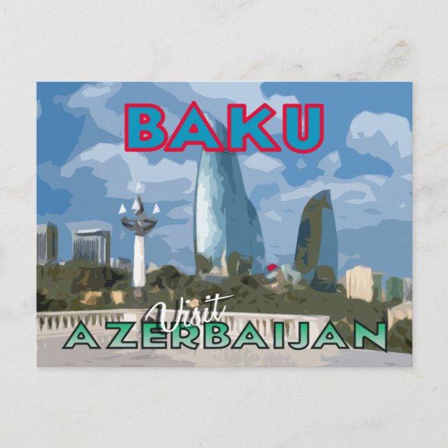 Baku, besök Azerbajdzjans vykort (Framsida)