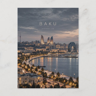 Baku Cinematic Monokrom Stadskonst Vykort
