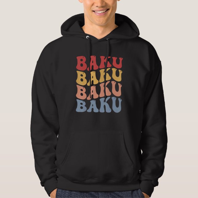 Baku City Groovy Retro Hoodie (Framsida)