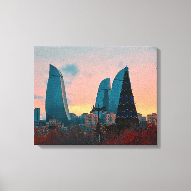 Baku skyline och lågan torn canvastryck (Framsida)