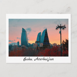 Baku skyline och lågla torn vykort