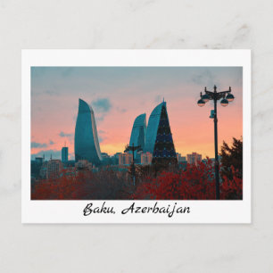 Baku skyline och lågla torn vykort