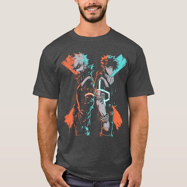 Bakugo och Deku minimalistisk graffiti konst prese T Shirt (Framsida)