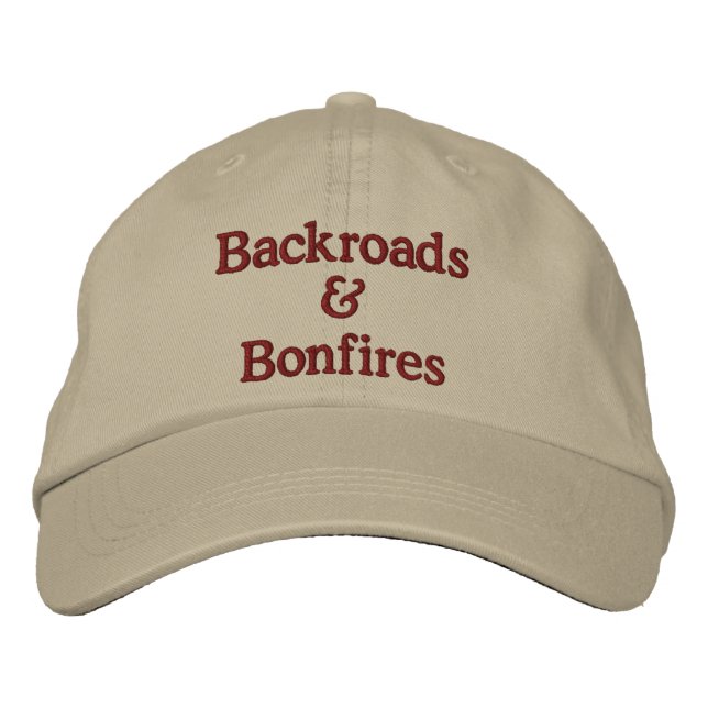 Bakvägar och Bonfire Embroized Hat Broderad Keps (Framsida)