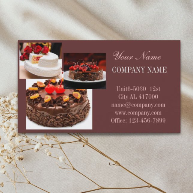 bakverk av bakverk av bakverk från bakverk av bakv visitkort (dessert wedding cake baker bakery business card)