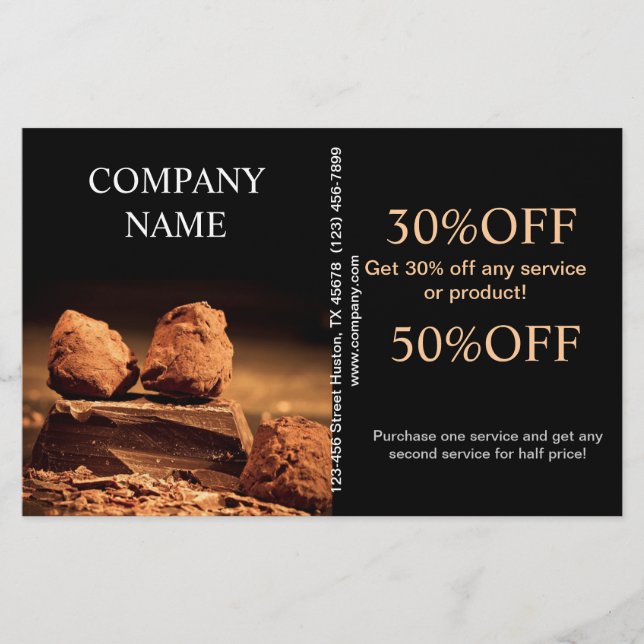 bakverk efterrätt godis godis i choklad flygblad (Framsidan)