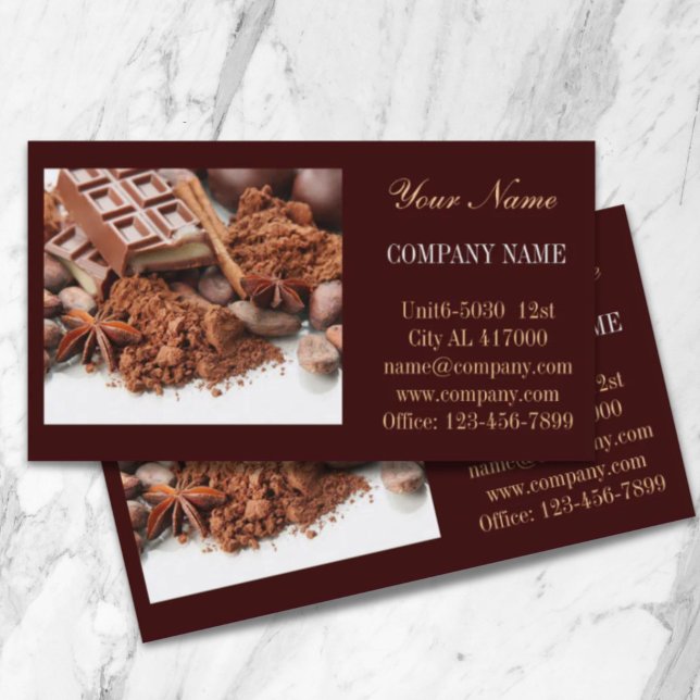 bakverk efterrätt godis godis i choklad visitkort (bakery dessert sweets candy shop chocolate business card)