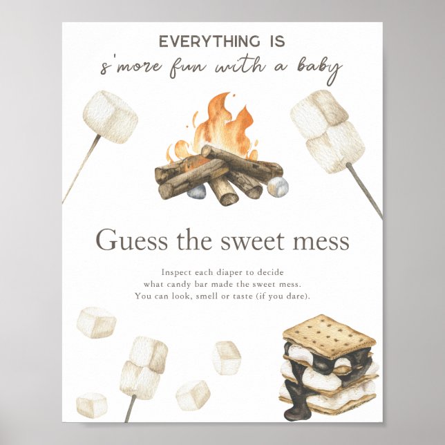 Bål Baby shower - Gissa den söta röra Poster (Framsidan)